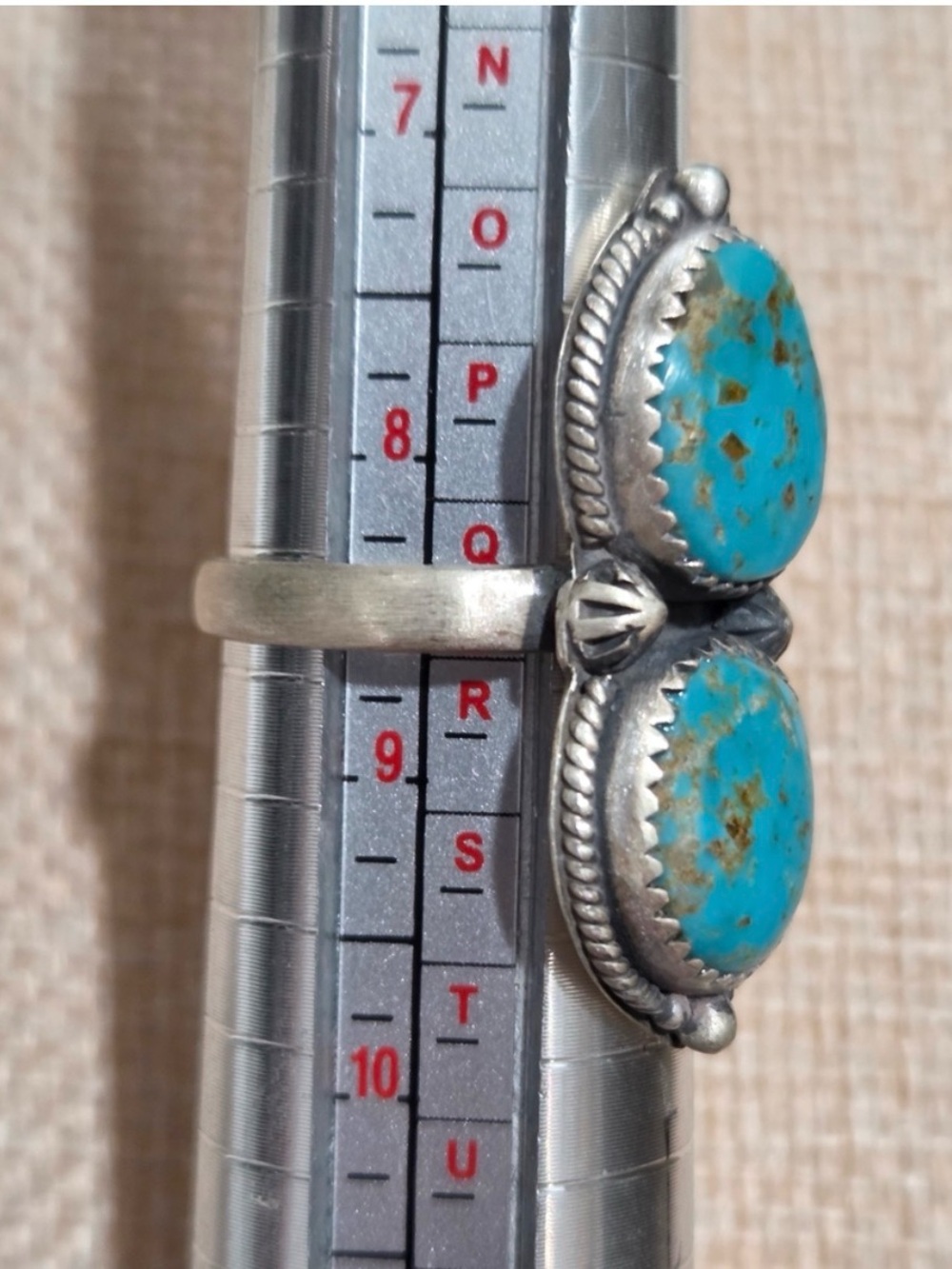 Double Turquoise Statement Ring in Silver-Tone Setting - Picture 2 of 2